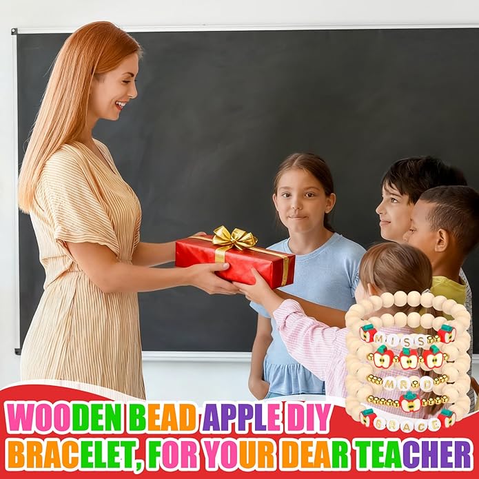 Teacher Appreciation Gift DIY Bracelet Making Kit Teacher Gifts Boho Style Bracelet Beaded Bulk Stretch Jewelry for Thank You Women Friend Party Birthday
