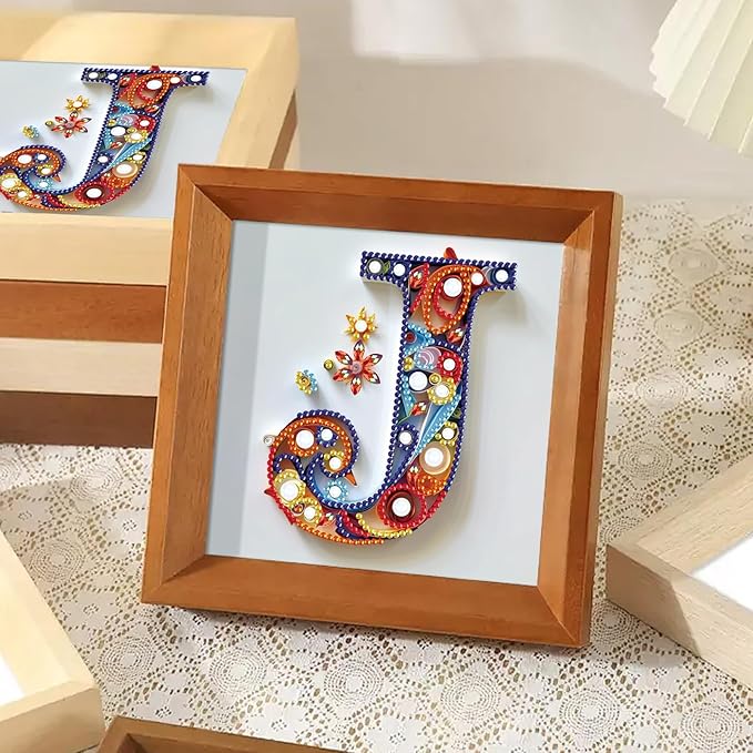 MVVMTOP Diamond Painting Kit, 5D DIY Letter J, Special Shape Crystal Artificial Diamond Art Partial Mosaic Handicraft for Beginners, Wall Decor Gift for Bedroom, Office, Living Room 6.7x6.7in