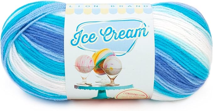 Lion Brand Yarn (1 Skein) Ice Cream Baby Yarn, Blue Moon
