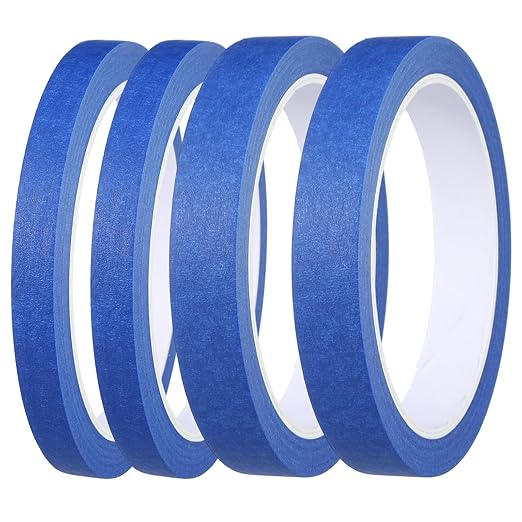 4 Rolls Artist Tape for Watercolor Paper, Making Tape, Blue Watercolor Tapes for Paper Border, Easy to Tear Without Damaging the Papers, Sketching, Oil Painting, 0.39in, 0.59in,