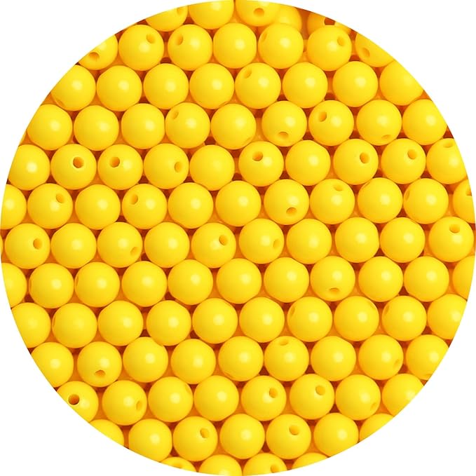 bonny boxx 40pcs 20mm smooth yellow acrylic round beads, plastic resin bubblegum balls chunky gumball beads for necklace and bracelet making, crafting supplies