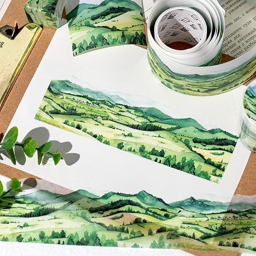 Kesari 6 Rolls of Nature Washi Tape Stickers for Journaling Supplies, Forest Themed Scrapbook Stickers for Scrapbooking, Junk Journal Supplies, Planer (Snowfall)