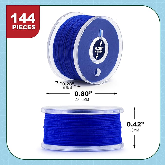 Mandala Crafts 144 Blue SA156 Prewound Bobbins for Singer Sewing Machine -15J SA156 Prefilled Bobbin Thread for Brother Sewing Machine and Embroidery