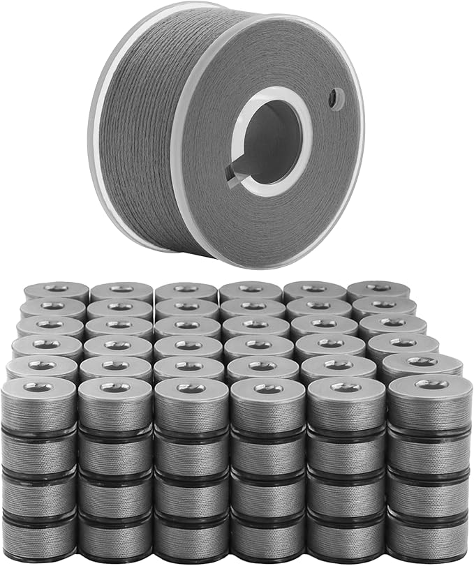 Mandala Crafts 144 Medium Gray SA156 Prewound Bobbins for Singer Sewing Machine -15J SA156 Prefilled Bobbin Thread for Brother Sewing Machine and Embroidery
