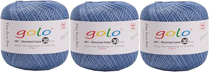 golo 3 Balls Crochet Thread Size 30 Embroidery Thread Yarn for Hand Kniting Yarn for Tatting 799
