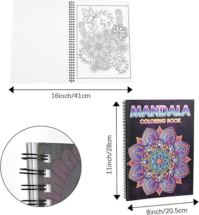 Ilyever 3 Pack Adult Stress Relief Coloring Book,60 Page Mandalas,Animal & Flower Patterns,Spiral Bound Women Coloring Books for Mindfulness & Relaxation for Christmas,Birthday&Holiday Party Gifts