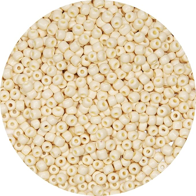 Bala&Fillic Beige Color 4mm Seed Beads About 1200pcs/100Grams in Bag, 6/0 Glass Craft Beads for Making Bracelet and Necklace (Beige)