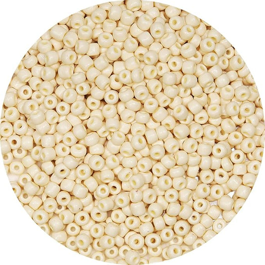 Bala&Fillic Beige Color 4mm Seed Beads About 1200pcs/100Grams in Bag, 6/0 Glass Craft Beads for Making Bracelet and Necklace (Beige)
