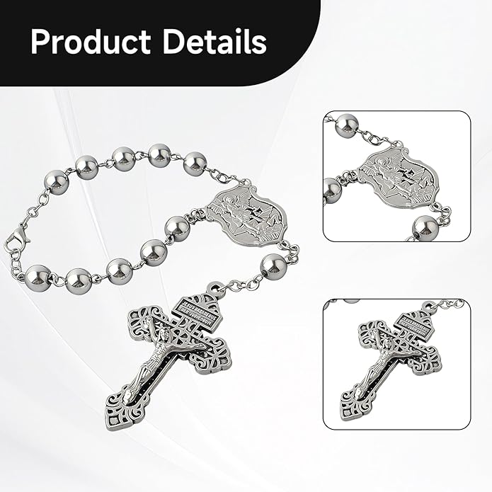 4 Sets Saint Michael Medals & Pardon Crucifix for DIY Rosary Making,Silver Religious Centerpiece Charms for Bracelets/Keychains & Catholic Craft Supplies,St Michael Rosary Making Kit