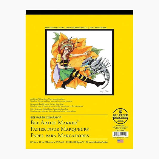 Bee Paper 8.5" x 11" Bee Artist Marker Paper Pad, 30 Sheets