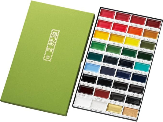 Kuretake GANSAI TAMBI Watercolor Paint Set 36 Colors, Professional-quality art supplies for artists adult painting sketching, Non-Toxic, Made in Japan
