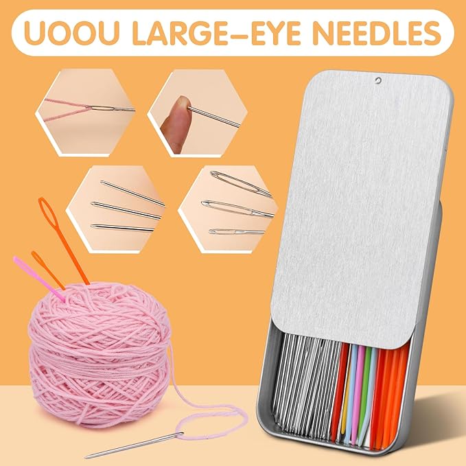 UOOU 68 PCS Large Eye Yarn Needles Set, 8 Sizes Blunt Tapestry Needles for Yarn, Sewing Needle Large Eye for Crochet, Weaving Needle for Knitting and Sewing