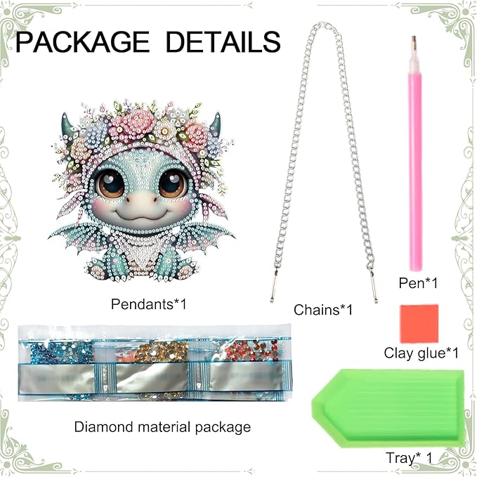 AiYuanzsh Diamond Art Painting Kits Hanging Pendant, Animal Baby Dragon Diamond Art Hanging Sign DIY Special Shaped Crystal Pendant Ornaments for Door Wall Window Home Xmas Halloween Decor