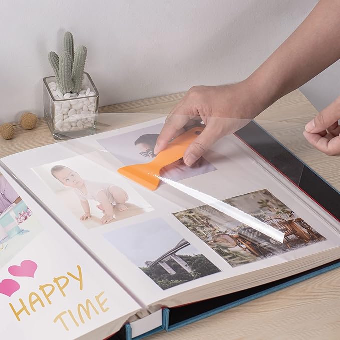 Large Photo Album Self Adhesive 4x6 5x7 3x5 8.5x11 Scrapbook Magnetic Album DIY Scrap Book Length 13 x Width 12.8 (Inches) 120 Sticky Pages Linen Cover DIY Photo Album (Sky Blue)
