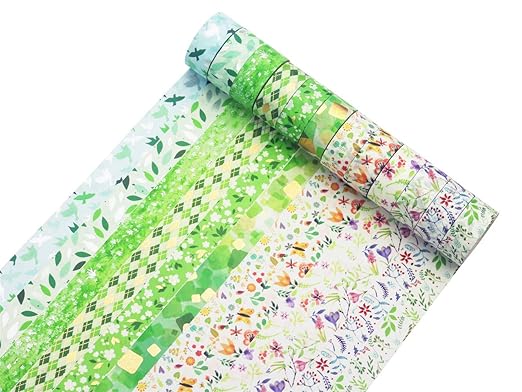 YUBBAEX Poetic Gold Washi Tape Set VSCO Floral Silver Foil Masking Tape Decorative for Arts, DIY Crafts, Journal Supplies, Planners, Scrapbook, Card/Gift Wrapping -15mm- (Willow 12 Rolls)