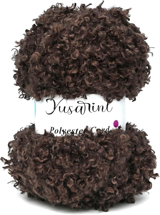 (32 Colors Available) Yusarinl Teddy Bear Yarn,Fuzzy Yarn for Crochet Polyester Plush Fur for Crafts Fluffy Fuzzy for Knitting(3.35 oz, 40 yds)-Coffee