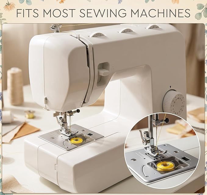 ilauke 36pcs Sewing Machine Bobbins with Case and Measuring Tape Prewound Bobbin Thread Assorted Colors Size A Class 15 Bobbins for Brother/Singer/Babylock/Janome