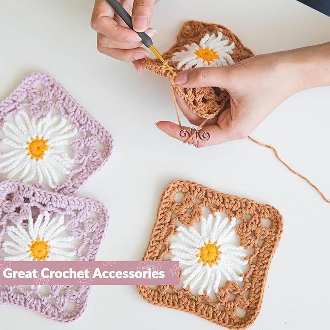 LBU 4Pcs Crochet Ring + 60Pcs Stitch Markers Adjustable Crochet Tension Rings for Finger Handmade Open Yarn Guide Crocheting Rings Knitting Accessories with Box Crochet Gifts for Women Mom Crocheters