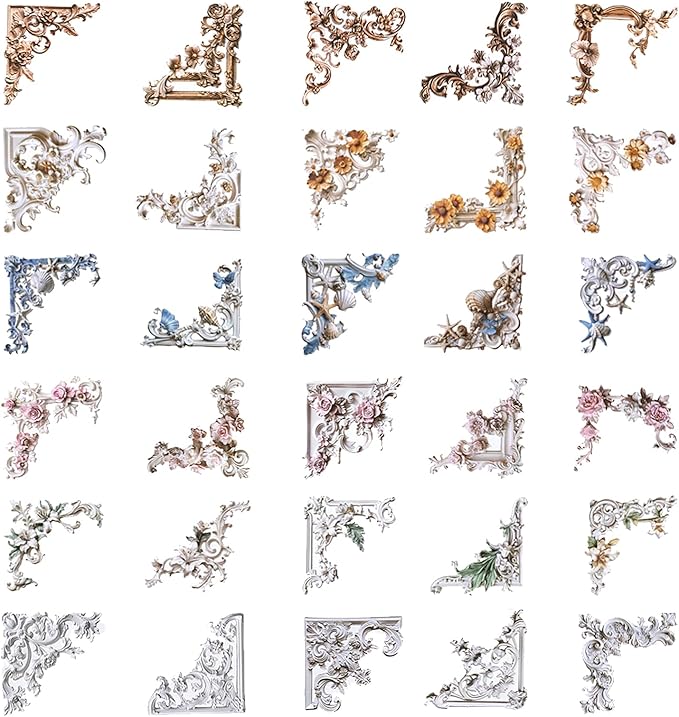120 Scrapbook Embellishments Corner Frame for Scrapbooking Supplies，Flower Window Decorative Craft Paper Frame for Junk Journaling, Card Making kit, DIY Crafts Album Decor