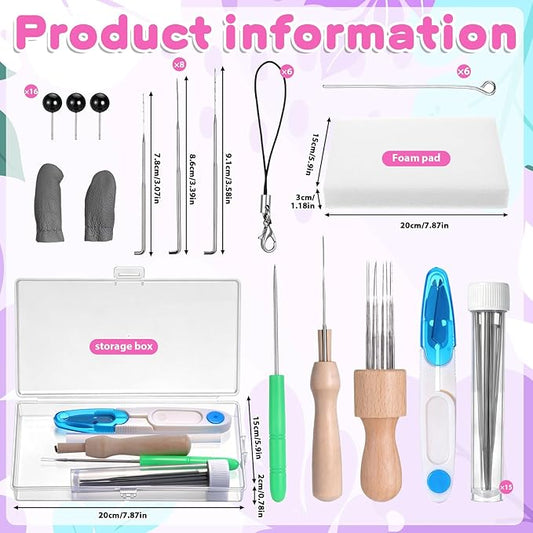 Lyksgir 70 Colors Needle Felting Kit, Wool Roving Set, Wool Felting Tool Starter Kit, for DIY Needle Feltings Beginners