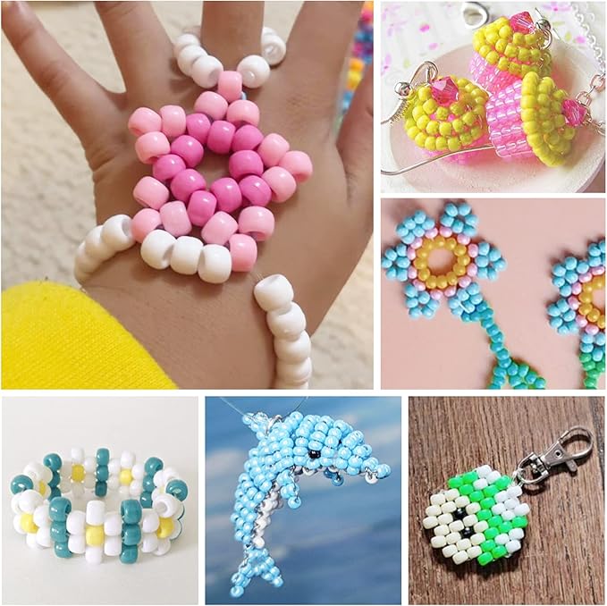 simetufy 1200 pcs pony beads macaron pastel colored beads for crafts hair beads for hair braiding, 8 candy colors