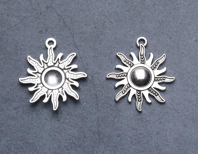 30 Pcs Sun Charms Metal Vintage Celestial Pendants Beads for Jewelry Making Kit Finding Supplies Bracelets Necklace Earring Key Chain DIY Crafting Project