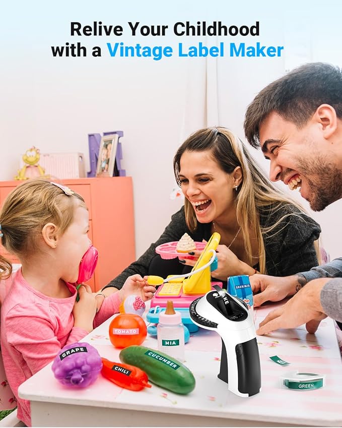 Phomemo Embossing Label Maker, Scrapbook Supplies, Vintage Embossed Label Maker for Junk Journal, Retro Embosser Labeler for Old School Label Makers Waterproof for Home Office Kids DIY Crafting -Black