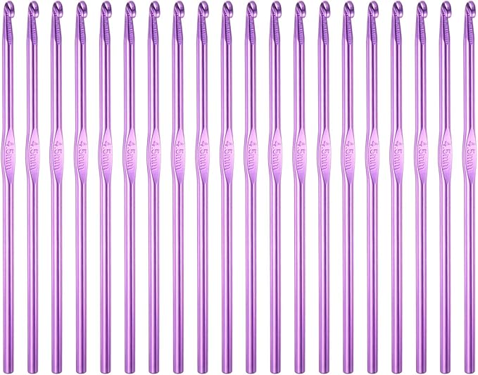 uxcell 20Pcs Aluminum Crochet Hook 4.5mm US Size 7 Knitting Needles for DIY Craft Yarn Purple