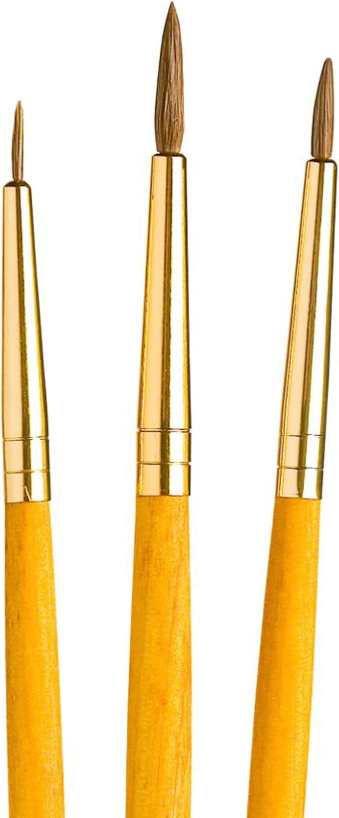 Princeton RealValue Round Brush Set, Camel, Yellow Handle, 3 Piece, 1 Count