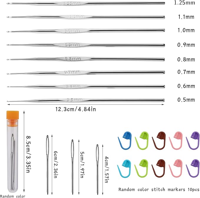 MORFEN 22 Pcs Crochet Hooks Set, Ergonomic Lace Crochet Hook Knitting Needles, Crochet Needles for Crocheting with Big Eye Blunt Needles Stitch Markers for Beginners