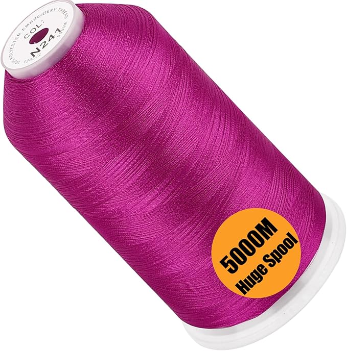 New brothread - Single Huge Spool 5000M Each Polyester Embroidery Machine Thread 40WT for Commercial and Domestic Machines - Peony Purple(Janome Color)