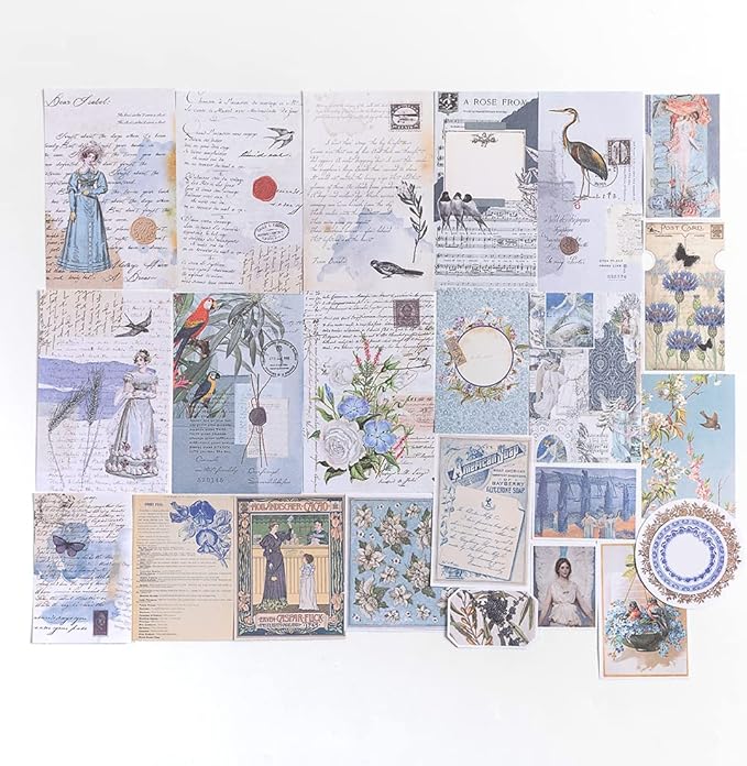 Alideco 200pcs Scrapbook Paper Kit Kawaii Vintage Botanical Flowers Scrapbook Supplies Pack Washi Bullet Journals Planners Collage Album Aesthetic Cottagecore