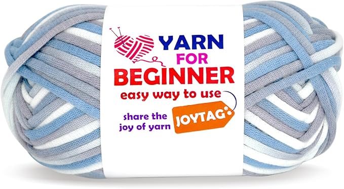 50g Rainbow Beginner Crochet Yarn for Crocheting and Knitting Multicolor Cotton Crochet Yarn for Beginners(Blue Grey)