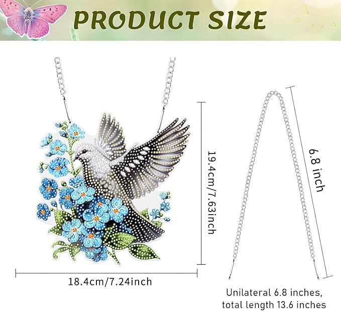 Tumwisk Diamond Painting Kits for Adults,Pigeons and Flowers Diamond Painting, Diamond Art Kits, Crafts for Adults, Hanging Wall Art Sign Ornaments Home Garden Wall Door Hanging Decoration