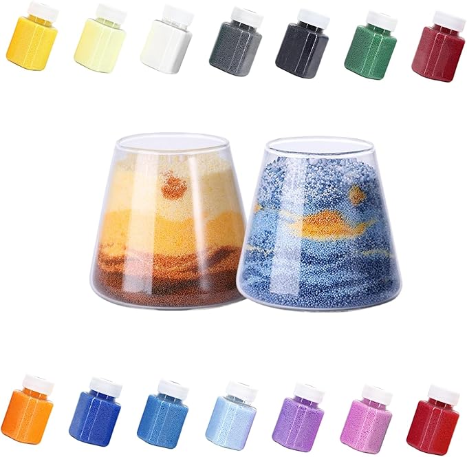 Monivi 14-Color Pearled Candle Sand Gift Set - 24.7oz Colorful Sand Candle Wax with Glass Jar, 2 x Scented Oils, Spoon and 50 Wicks, Candle Sand Wax for Gifting, Home Décor (14-Color Gift Set)