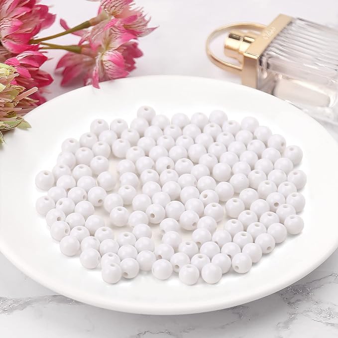 bonny boxx 60pcs 16mm smooth white acrylic round beads, plastic resin bubblegum balls chunky gumball beads for necklace and bracelet making, crafting supplies