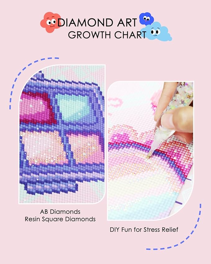 forever young DIY Growth Chart for Wall Diamond Art Kits for Kids Diamond Painting Kits for Adults, Square Drill Diamond Painting Kit, Gem Art Kit Diamond Dots, Make Up Height Chart 47.2 x 3.9 Inch