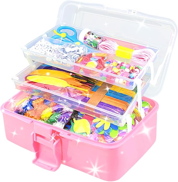3000Pcs Arts and Crafts Supplies for Kids Crafts for Girls 8-12 Craft Kit with Pipe Cleaners Beads Crafts for Kids DIY School Supplies Set Crafting Box for Girls Boys Age 4-6, 6-8, 8-12 years Gifts