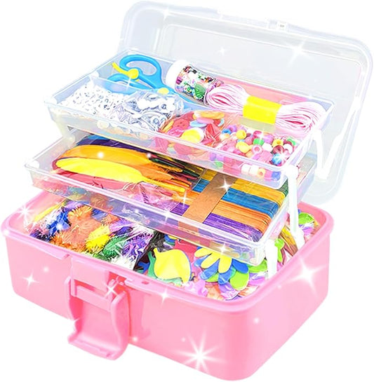 3000Pcs Arts and Crafts Supplies for Kids Crafts for Girls 8-12 Craft Kit with Pipe Cleaners Beads Crafts for Kids DIY School Supplies Set Crafting Box for Girls Boys Age 4-6, 6-8, 8-12 years Gifts