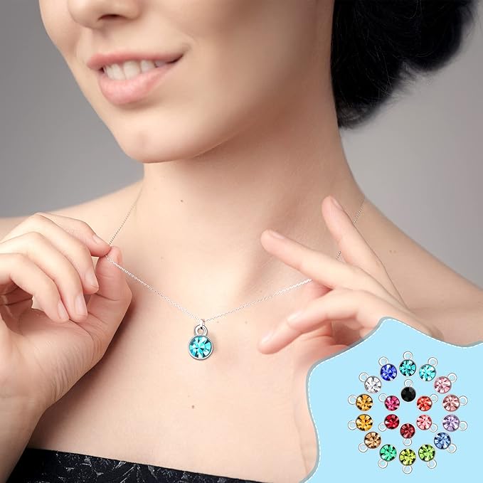 Sureio 80 Pieces Crystal Birthstone Charms with 200 Jump Ring Handmade DIY Beads Pendant Mixed Color Birthstones for Jewelry Making Round Charms for Bracelets Necklaces Jewelry Findings (Vivid Color)