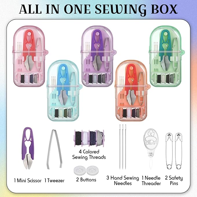 Solsew 20 Pieces Mini Travel Sewing Kit Bulk Portable Small Emergency Sewing Kit Mini Sewing Box for Traveler Hotel Charity Homeless Christmas Stocking Stuffer Gift