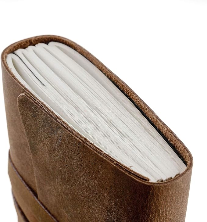 KomalC Handmade Leather Journal | Writing Diary | Bound Daily Notepad For Men & Women Unlined Paper Medium, writing pad gift for artist, sketch