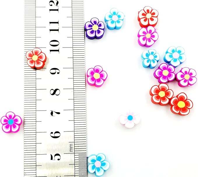 100 Pcs Flower Handmade Polymer Clay Beads, 10mm Polymer Clay Spacer Beads for Women Jewelry Making DIY Charms Bracelet Necklace Hair Clip Accessories Handmade Craft