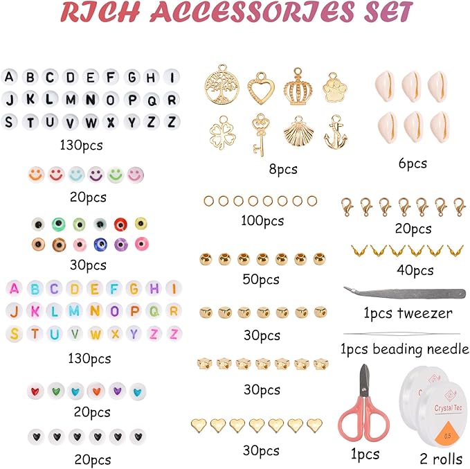 QUEFE 62000pcs 120 Colors Glass Seed Beads for Jewelry Making, 2mm Mini Beads with Accessories Friendship Bracelet Kit Charms and Pendants Kit for Bracelets Rings Necklaces Making, DIY, Gift, Craft