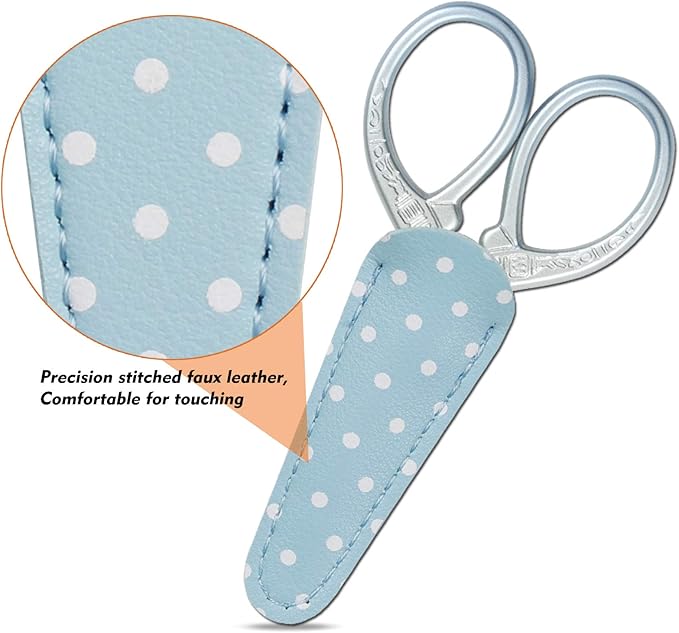 Embroidery Scissors Set with Leather Sheaths for Sewing Crafting, Art Work, Threading, Needlework DIY Tools Dressmaker Small 3.6 inch Shears Cross Stitch Knitting Scissor