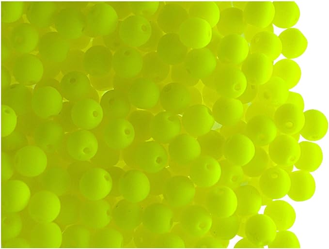SCARA 600 pcs Czech Glass Round Beads 0.16 inches (4mm), Warm NEON (UV Active) Glass Beads for Jewelry and Bracelets Making, Beads for Bracelets, Bead kit Warm NEON Mix