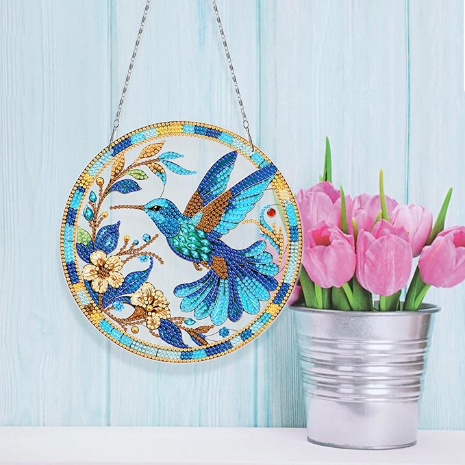 MaiYiYi 3 PCS Hanging Diamond Art Pendant Painting Kit Colorful Bird Diamond Art Ornaments Bird Diamond Painting Ornaments for Adult Home Wall Window Art Decor (13.58X7.48 inch)