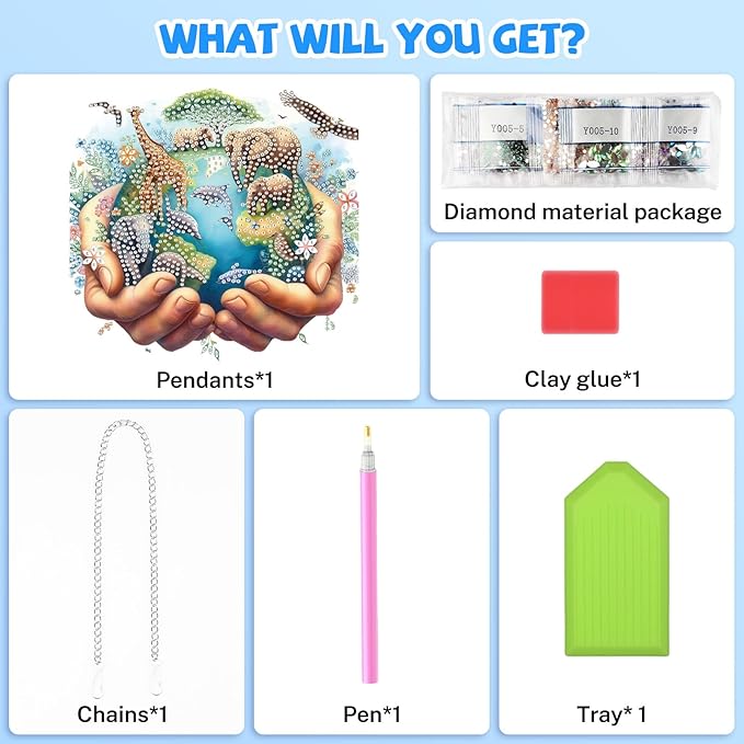 Bowetile Protect the Earth Diamond Art Hanging Kits for Adults, Diamond Art Suncatchers Earth, 5D Special Shape Diamond Painting Pendant Window Ornament Gifts for Home Wall Garden Decor