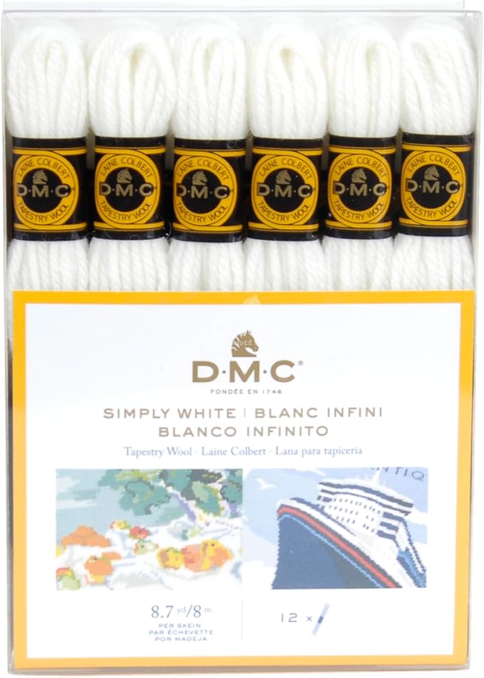 DMC Tapestry Wool - The Simply White Collection - 12 Count - 8.7 Yards Skeins