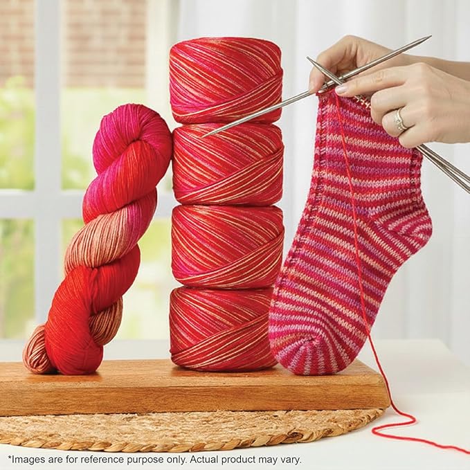 KnitPro Symfonie Fingering Weight Hand Dyed Variegated Yarn Skein | Extra Fine Merino Wool & Polyamide Blend for Knitting & Crocheting, Oeko-TEX Certified 400m, 100g | Terra Rhubarb